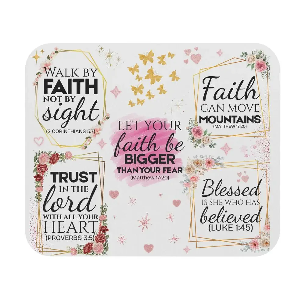 Inspirational Bible Verse Collage Mouse Pad | Faith Quotes, Scripture Desk Mat